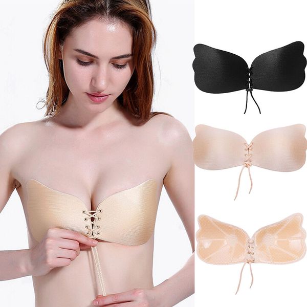 

bra accessories nipple cover women wings of the goddess instant breast lift invisible silicone push up bra super quality breast, Black;white