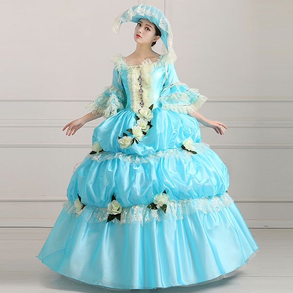 

2017 sky blue classic long sleeve victorian lolita priness dresses vintage christmas masquerade dress parade costume, Black;red