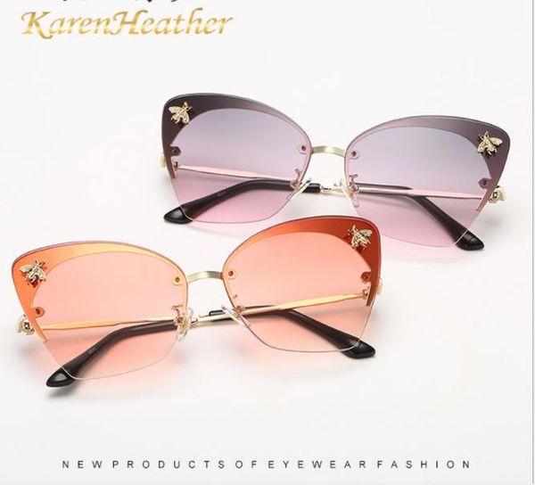 

new frameless sunglasses lady european and american sunglasses, White;black
