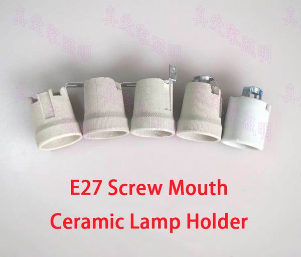 

durable high temperature e27 ceramic lamp base e27 screw mouth aging lamp holder horn-type led light socket for diy desk lamp