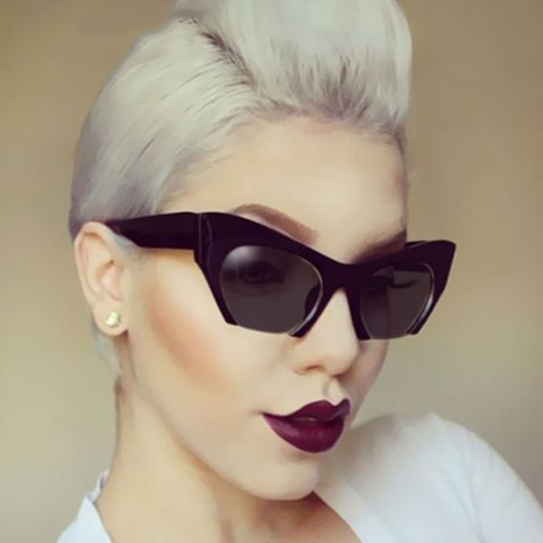 

cat sunglasses women brand designer cat eye sun glasses retro half shaped glasses ladies shopping sunglass uv400, White;black