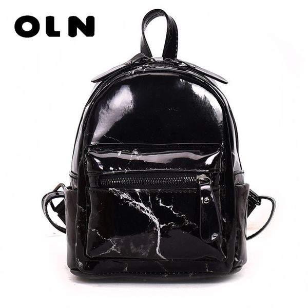 

new marble pattern backpack women small backpack pu leather rucksack for teenage girls black white 2018 female cute back pack