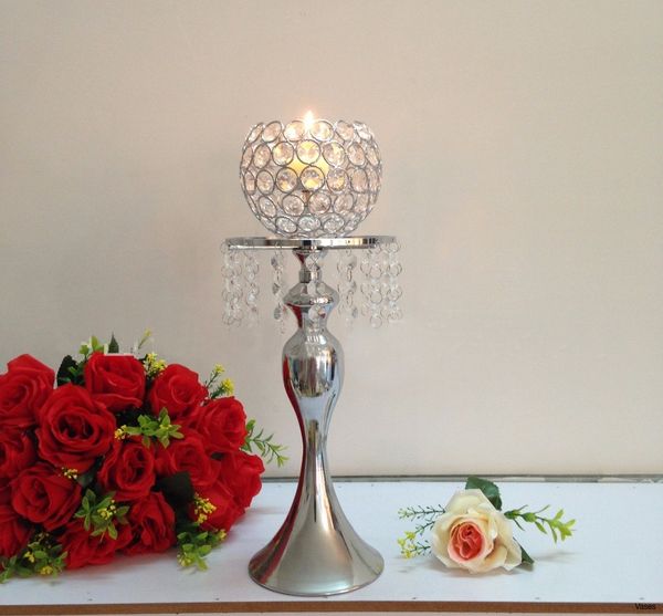 

40cm(h) crystal ball candle holder wedding flower vase table centerpiece wedding props candlestick candelabra decoration home party decor