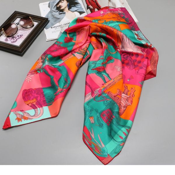 

hand roll edges 100% silk scarf 90 large square silk scarfs wraps foulard women head scarves for hair wrapping