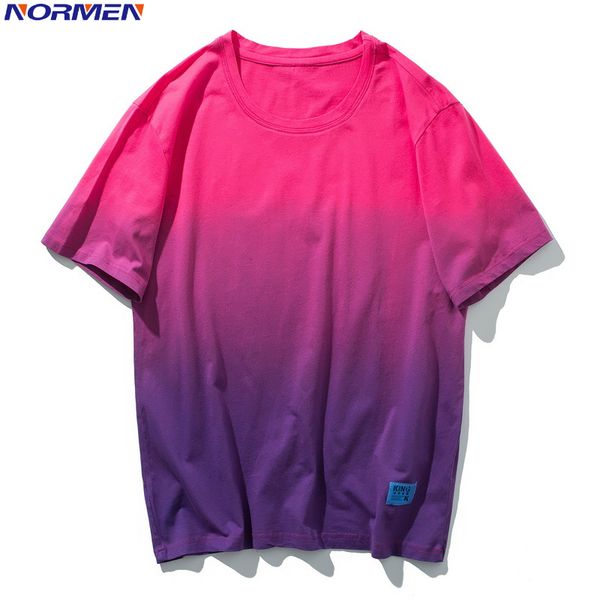 

normen men's fashion gradient t-shirt 100% cotton short sleeve round neck casual tees shirts men slim fit tshirt, White;black