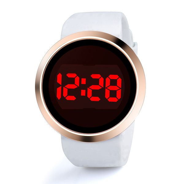 

fashion waterproof casual watch led touch screen smart men wristwatches day date silicone lovers watch mens top, Slivery;brown