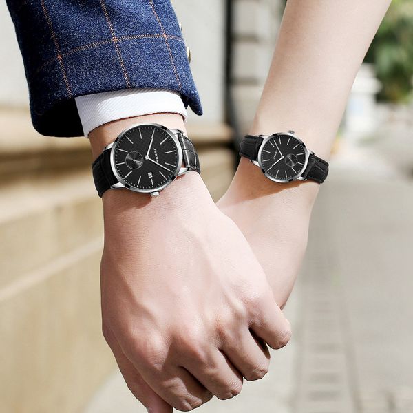 

sinobi lover's watches fashion leather strap watch men women watches brand auto date watch clock reloj mujer reloj hombre, Slivery;brown