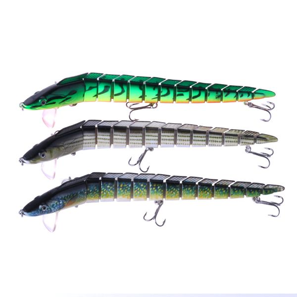 

infof 9 pieces saltwater fishing bait 9.05"/ 1.62oz ribbon sea fishing multi-jointed lure with 3 treble hooks big game fishing baits