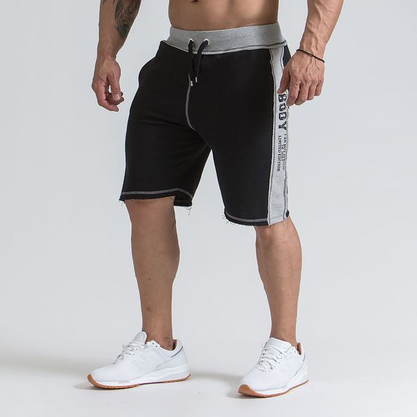

men bodybuilding shorts fitness workout 3 inseam bottom cotton male fashion casual short pants brand clothing mma muay thai, White;black