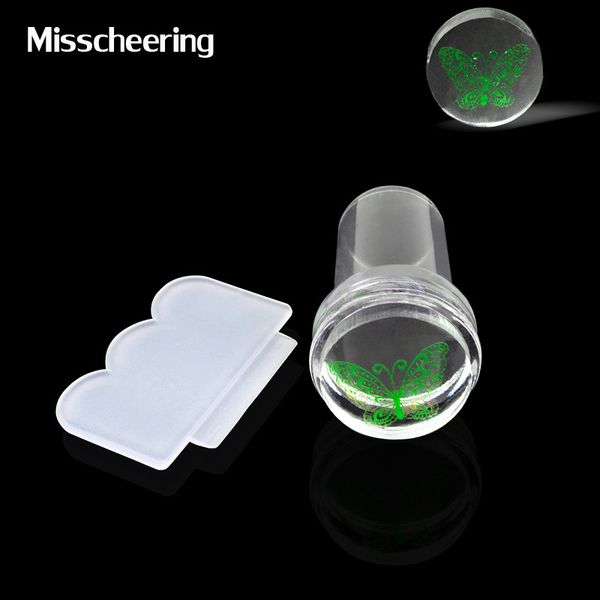 

2.4cm mini pure clear jelly silicone nail art stamper scraper set transparent nail stamp stamping manicure tool, White