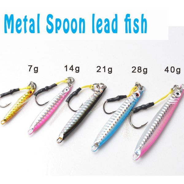 

toma 5 pieces brand jig 4 colors jigging metal spoon lure vib artificial bait bkk hook boat fishing lures lead fish