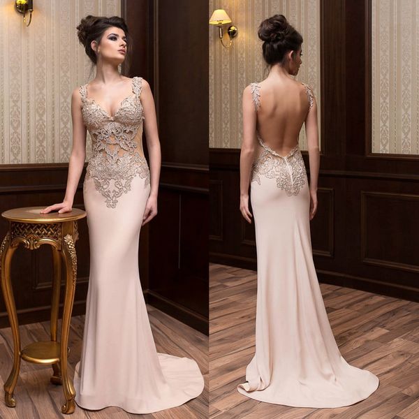 

champagne mermaid lace evening dresses v neck backless prom gowns vestidos de fiesta floor length satin formal dress, Black;red