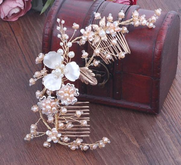 

selling wedding hair combs rose gold pearls leaf bridal hair comb ing, Silver