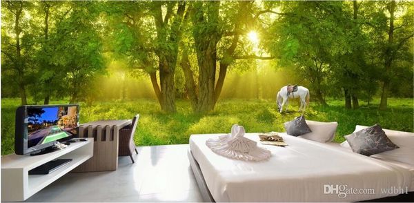 

3d wallpaper custom p non-woven mural sunshine forest horse background decor painting picture 3d wall muals wall paper for walls 3 d