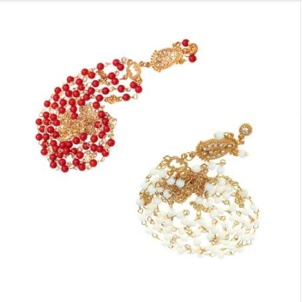 

hair decoration hair band head dress fashion indian boho white/red beaded head piece women head chain wedding hair jewelry, Slivery;golden