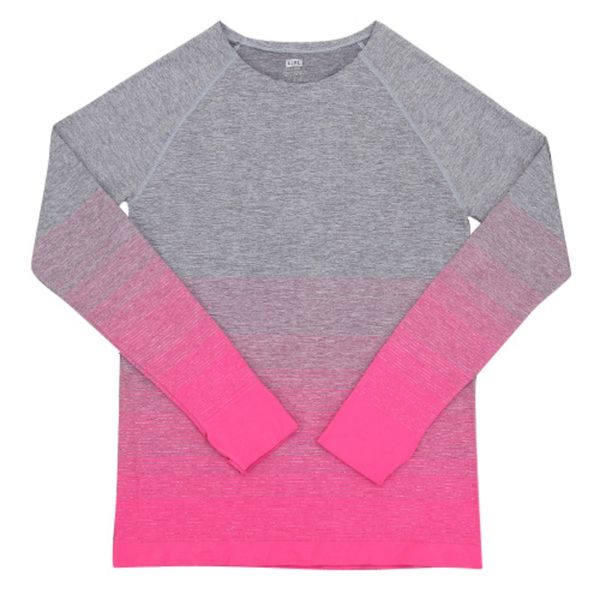 

зимний спорт женщины градиент цвета рубашка с длинным рукавом упругой леди йога футболка открытый, White;red