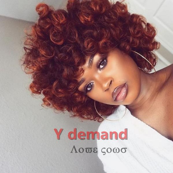 

female wig short wave red wigs kinnky curly hair synthetic wig african american heat resistant synthetic hair wigs afro y demand, Black