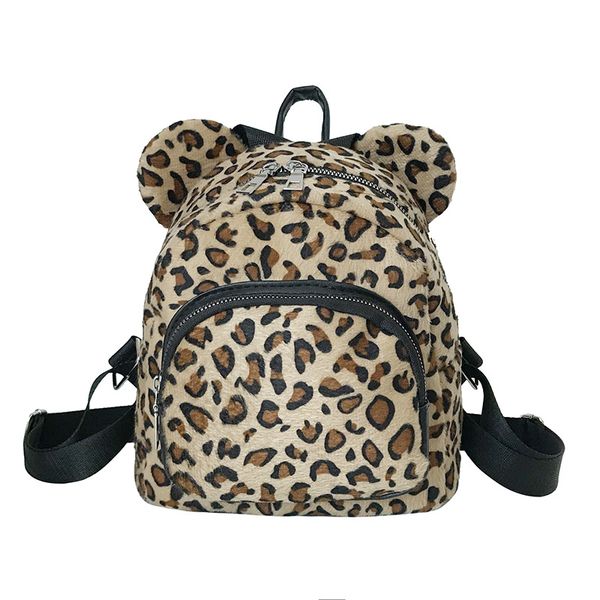 

fashion leopard print small flap bags for women 2018 winter messenger crossbody bucket mini backpack female rucksack for girls