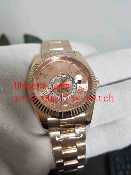 

Бесплатная Доставка Мужчины высокое качество Часы 42 ММ 326935 Розовый Рим Циферблат