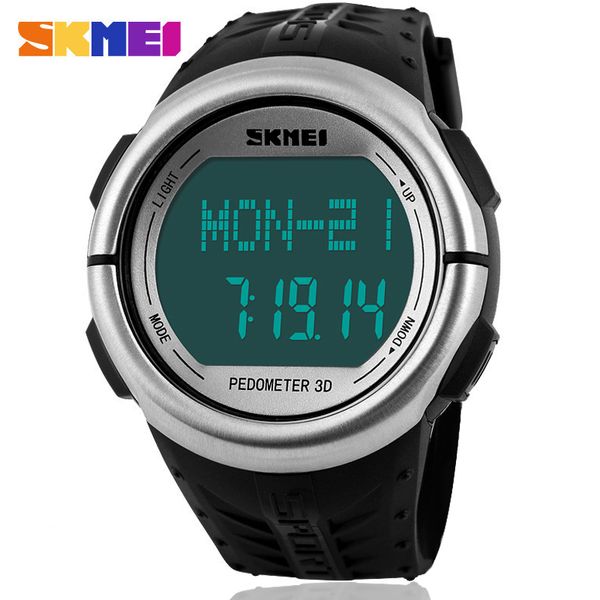 

skmei 1058 men's pulse heart rate monitor counter calories watch women sphygmograph pulsometer pulse wave pedometer wristwatch, Slivery;brown