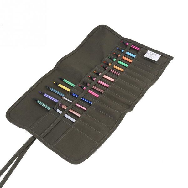 

30 holes roll up canvas paint brush bag artist draw pen watercolor oil brushes case new larger capactive