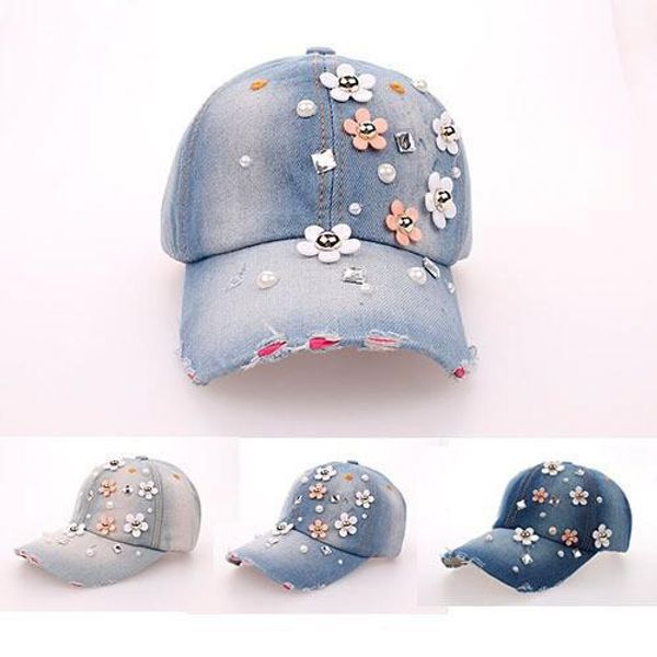 

2015 hat sales cowboy rhinestone hat floral point drill denim bone baseball cap snapback hats for women fashicaps, Blue;gray