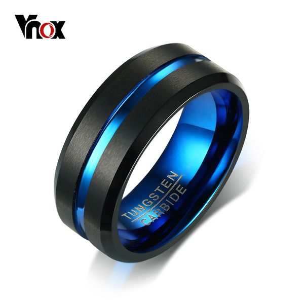 

whole salevnox 8mm tungsten carbide wedding band for men ring color interface black matt surface classic male jewelry anniversary gift, Golden;silver