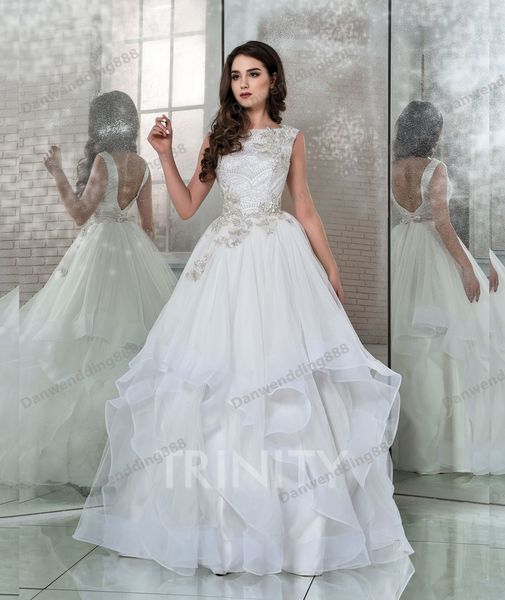 

luxury white tulle bateau hand beads a-line wedding dresses bridal pageant dresses wedding attire dresses custom size 2-16 zw610130