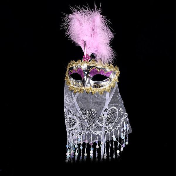 Feather Lace Veil Mask Venetian Belly Dancers Mask Masquerade Veil