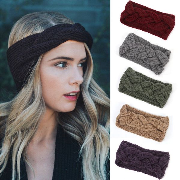 

winter warmer ear knitted headband turban for lady 2019 cute women crochet bow wide stretch hairband headwrap hair accessories