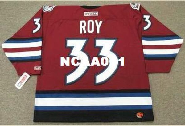 

mens #33 patrick roy avalanche 2002 ccm alternate hockey jersey or custom any name or number retro jersey, Black;red