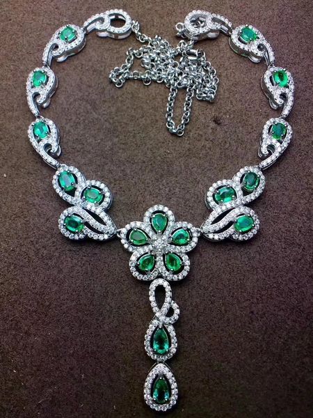 

fidelity natural 3*5mm colombia emerald pendants necklaces s925 sterling silver fine jewelry women natural green gemstone