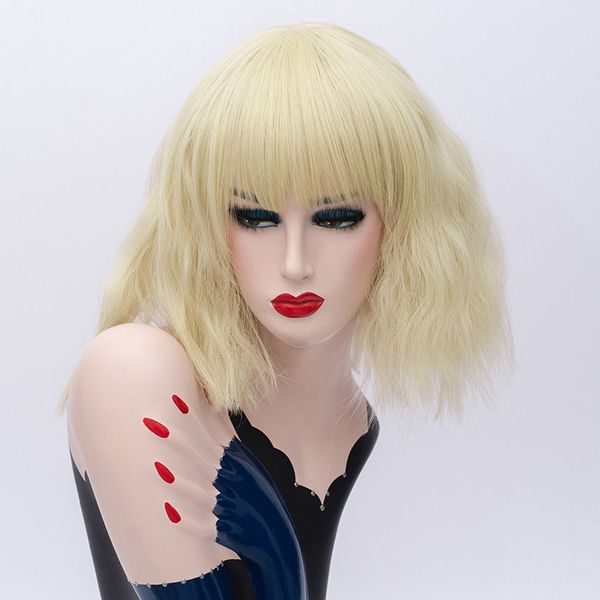 Lolita Short Wavy Blonde Fashion Heat Resistant Hair Cute Wig