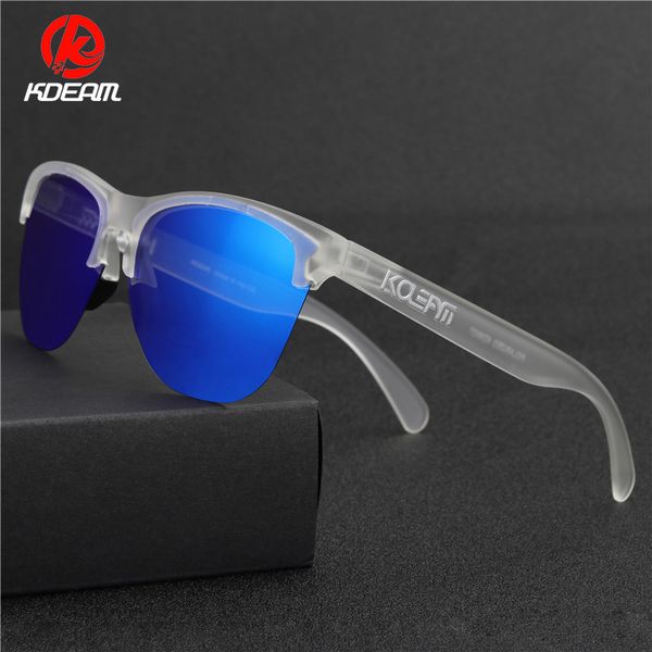 

kdeam oval semi rimless tr90 mirror polarized sunglasses transpare driver driving fishing sun protect glasses shades kd8927, White;black