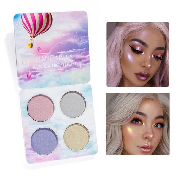 HANDAIYAN Marca Maquiagem Brilhante Luz Da Paleta Da Sombra de Olho 4 Cores O Nudez Bálsamo Minerais Em Pó Pigmentos Cosméticos Glitter sombra de Olho Make Up