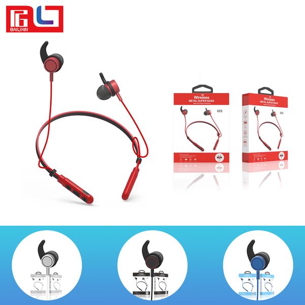 

M9 wirele bluetooth head et neck upport magnetic port uper ba earphone with good quality retail box hip in 1 day
