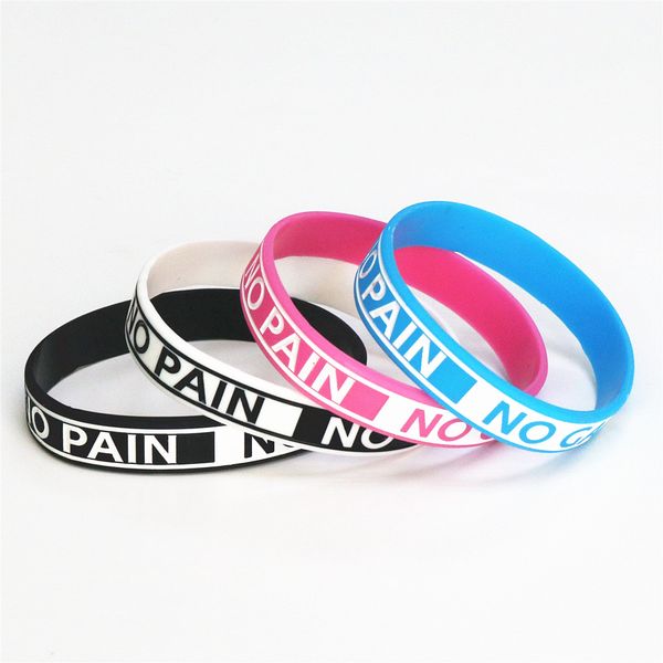 

1pc fashion customized silicone wristband no pain no gain motivation silicone bracelets& bangles size sh082, Golden;silver