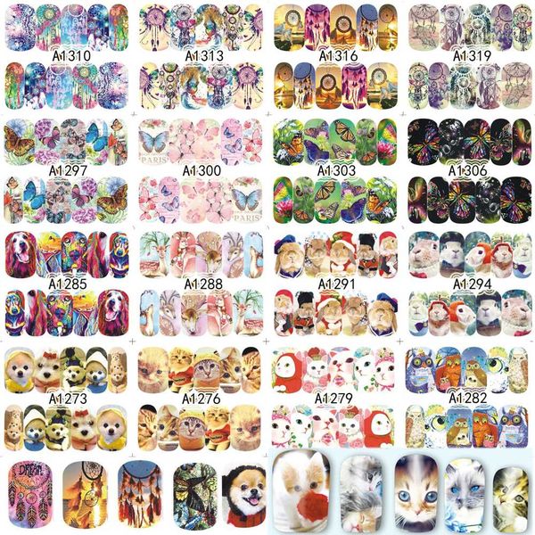 

48 sheets nail art tips new arrival dream catcher animal nails sets decor manicure for nail sticker water decals tra1273-1320, Black