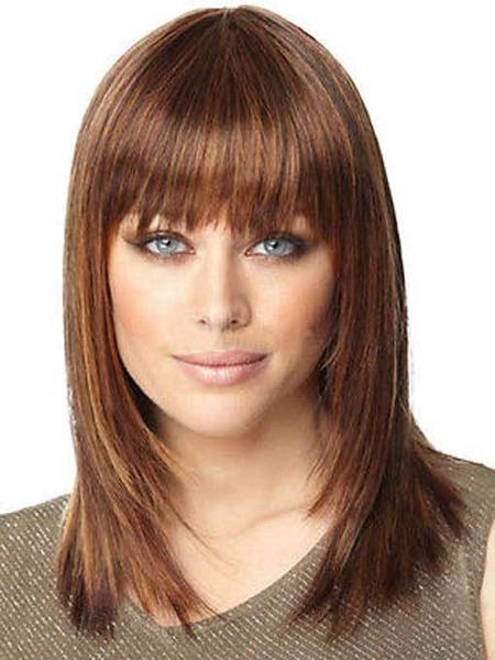 

medium brown mix hair wigs for women straight wig, Black;brown