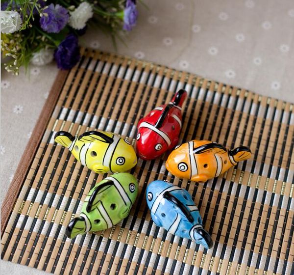 

6 отверстий окарина оптом формы рыбы мультфильм окарина узоры