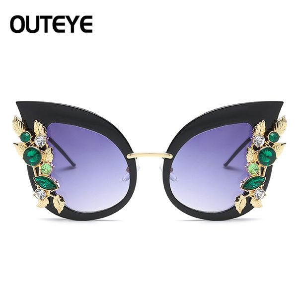 

outeye luxuary cat eye sunglasses womens diamond colorful cateye new design oversize sun glasses for female oculos gafas de sol, White;black