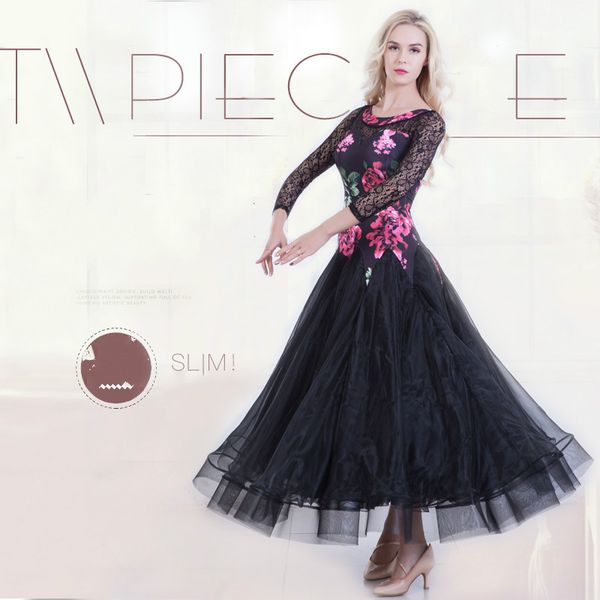 

modern dancing dress new women's ballroom dancing dress 2017 waltz costumes, Black;red