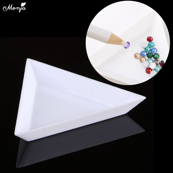 

monja e plastic nail art gem diamond glitter crystal sorting trays rhinestones beads decor picker storage accessory white, Silver;gold