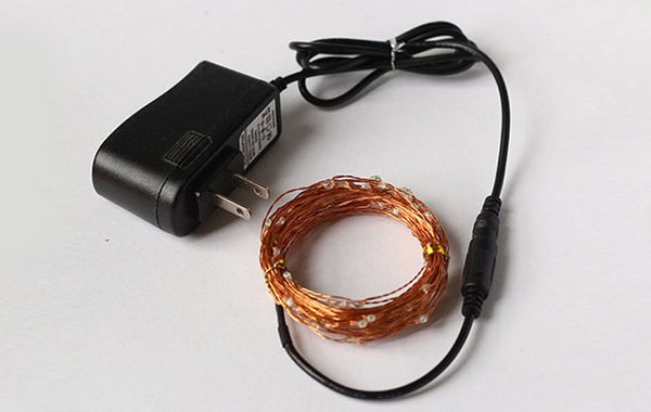 10 m 100 led fio de cobre operado led corda luzes de fadas com fonte de alimentação para festa de casamento decoração de natal clube