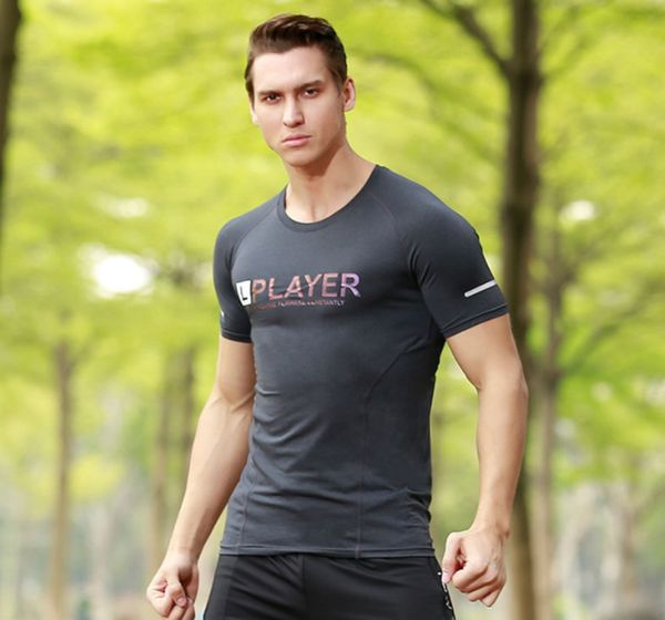

sport compression shirt gym clothing bodybuilding fitness men basketball running t shirt quick-dry, Black;blue