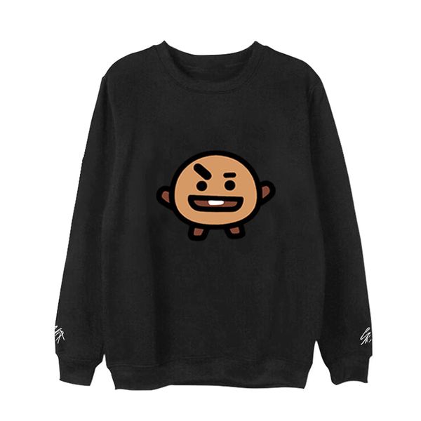 

fashion men sweatershirt smile cartoon print sweatershirts pullover, Black