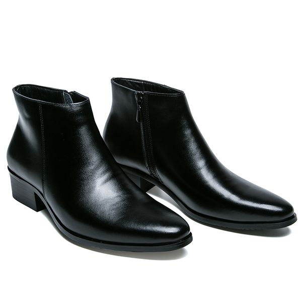 

mens leather boots classic british style casual business shoes ankle boots for men plus size men shoes, Black