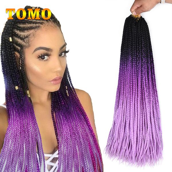 2020 Tomo Crochet Braids 24inch Long Box Braids Pure Or Ombre
