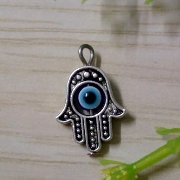 Entrega rápida! Atacado 50 pcs Moda Antique Silver evil eye Hamsa Fatima mão Pingente de Colar E pulseiras DIY Jóias Acessórios A4