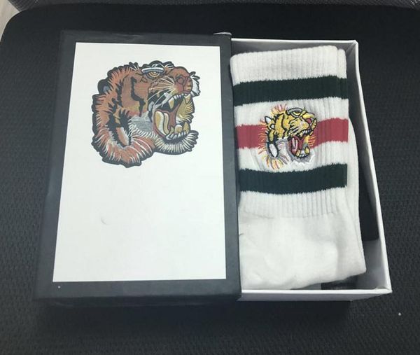 

high end tiger head embroidery socks cotton casual designer socks for man and women  for sale, White;pink